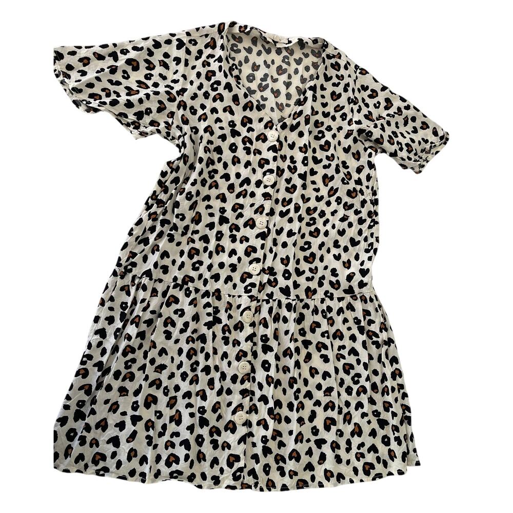 Easel Babydoll Leopard Print Mini Dress Flowy Light Size Womens Medium‎